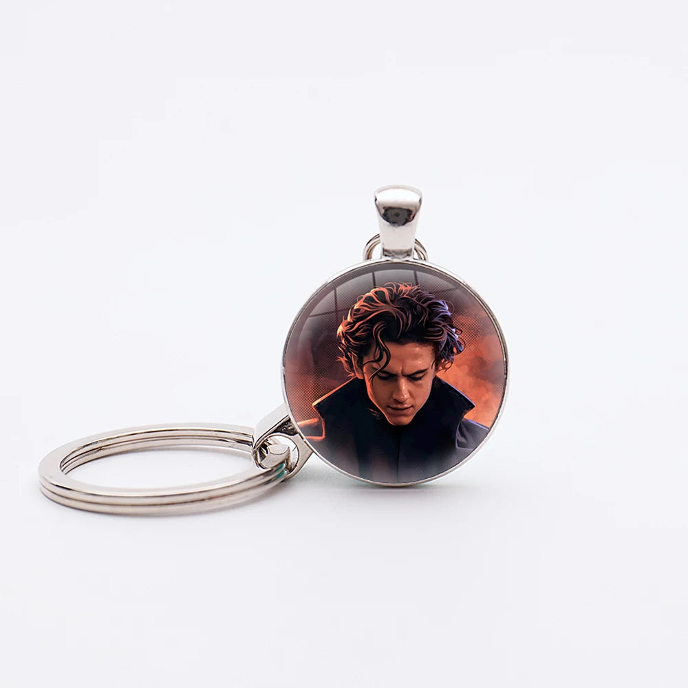 Dune Movie Silver Plated Glass Dome Desert Sand Pendant Keychain