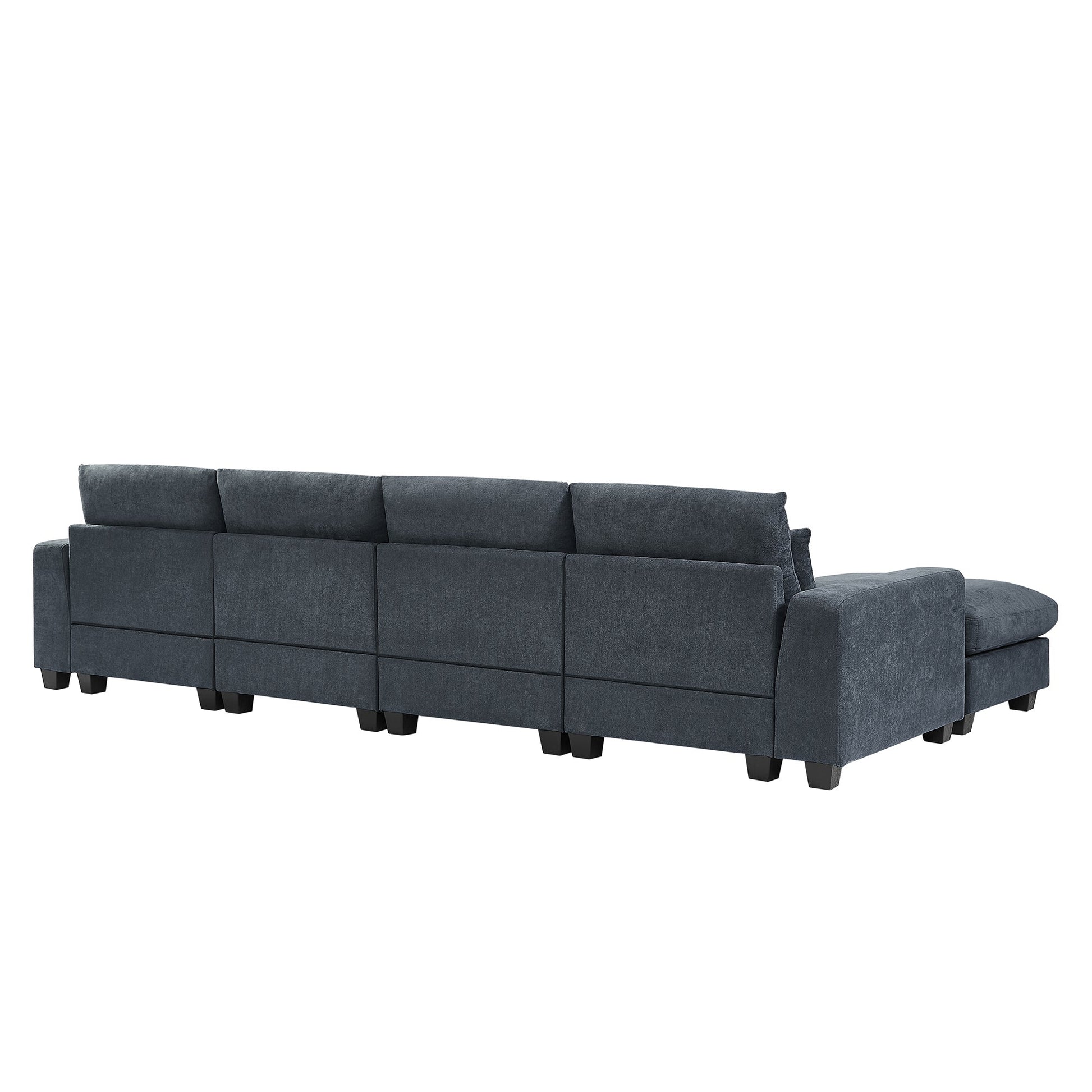 Modern Dark Gray Large L-Shape Feather Filled Sectional Convertible Sofa - Lovez Aqua© - 