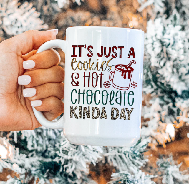 Christmas "Cookies & Hot Chocolate Day" 15oz Ceramic Mug - Lovez Aqua© - 