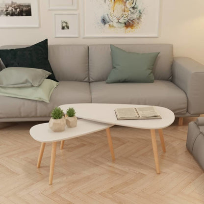 Modern 2 Piece White Nesting Coffee Table Set with Solid Pinewood Legs - 80d3e6-0e.myshopify.com - -  