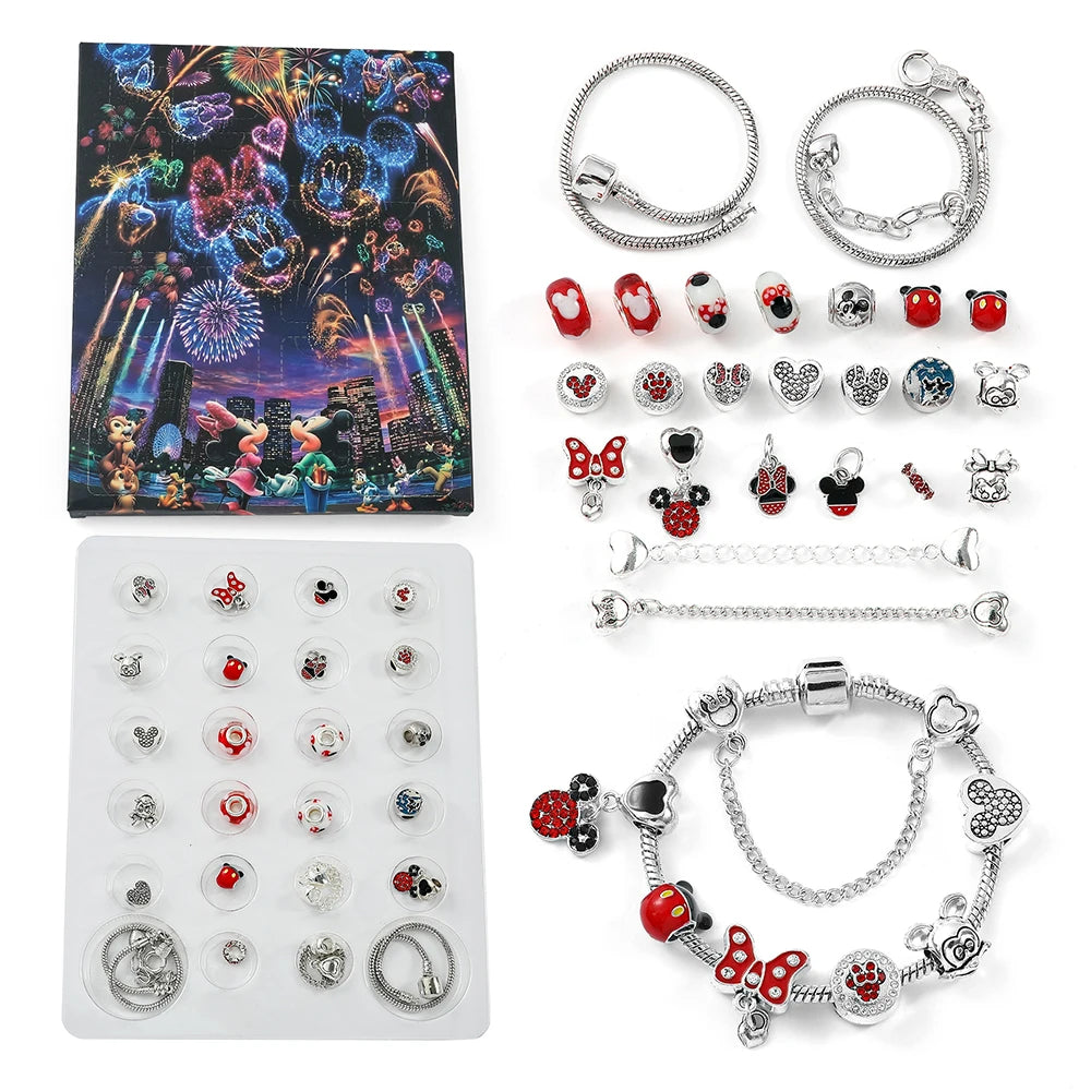 Disney's Mickey & Minnie Mouse DIY Beaded Jewelry Set Christmas Advent Calendar - Lovez Aqua© - 