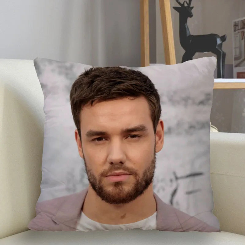 Liam Payne Singer Square Cushion Cover Zipper Pillowcase - Lovez Aqua© - cushion, one direction, pillow