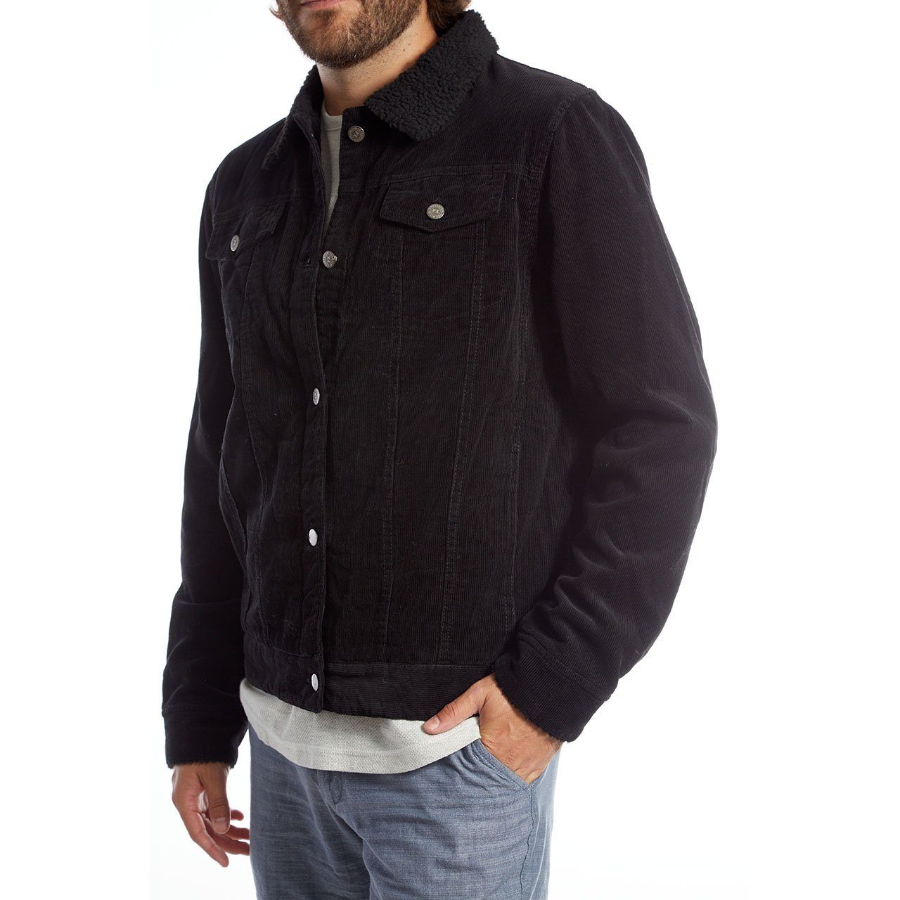 Men's Corduroy Aviator Jacket with Sherpa Lining - Lovez Aqua© - 