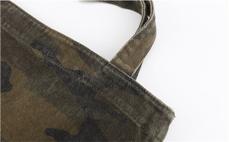 Women's Army Camouflage Lightweight Shoulder Canvas Tote with Pockets