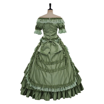 Katherine Pierce Vampire Diaries Cosplay French Rococo Colonial Green Ball Gown - Lovez Aqua© - 