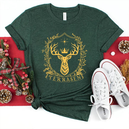 Terrasen The White Stag Throne of Glass Women's Graphic Print T-Shirt - Lovez Aqua© - 