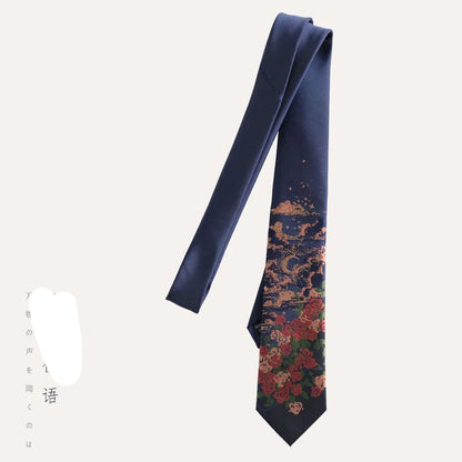 Japanese Anime Style Outdoor Landscape Embroidered Men's Necktie - Lovez Aqua© - 