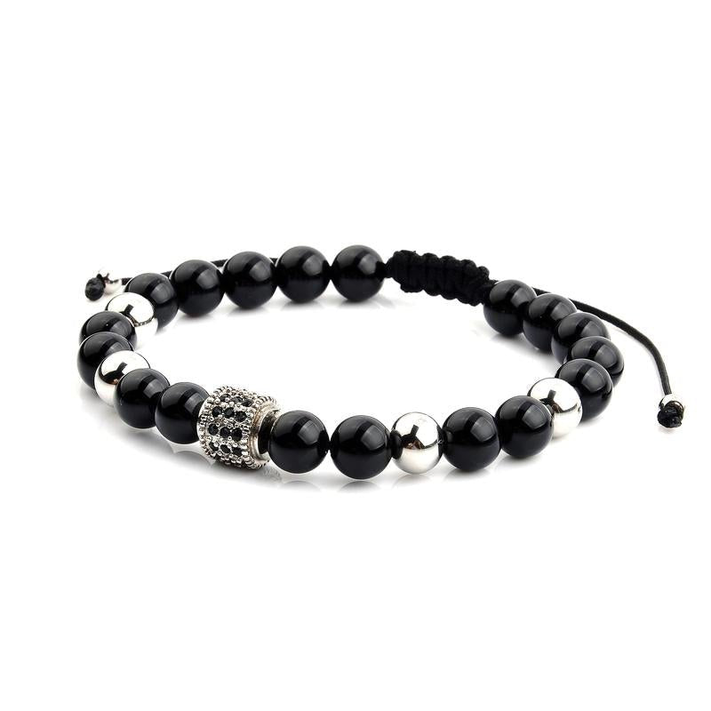 Men's Black Onyx Beaded Macramé Bracelet - Lovez Aqua© - 