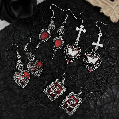 Women's Dark Gothic Vintage Punk Goth Halloween Drop Earrings - Lovez Aqua© - 