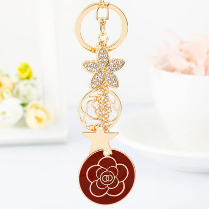 Women's Luxury Replica N°5 Perfume Bottle & Bow Keychain