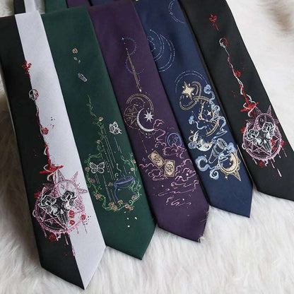 Night Gothic Dark Magic Japanese Style Detailed Illustrated Men's Necktie - 80d3e6-0e.myshopify.com - -  