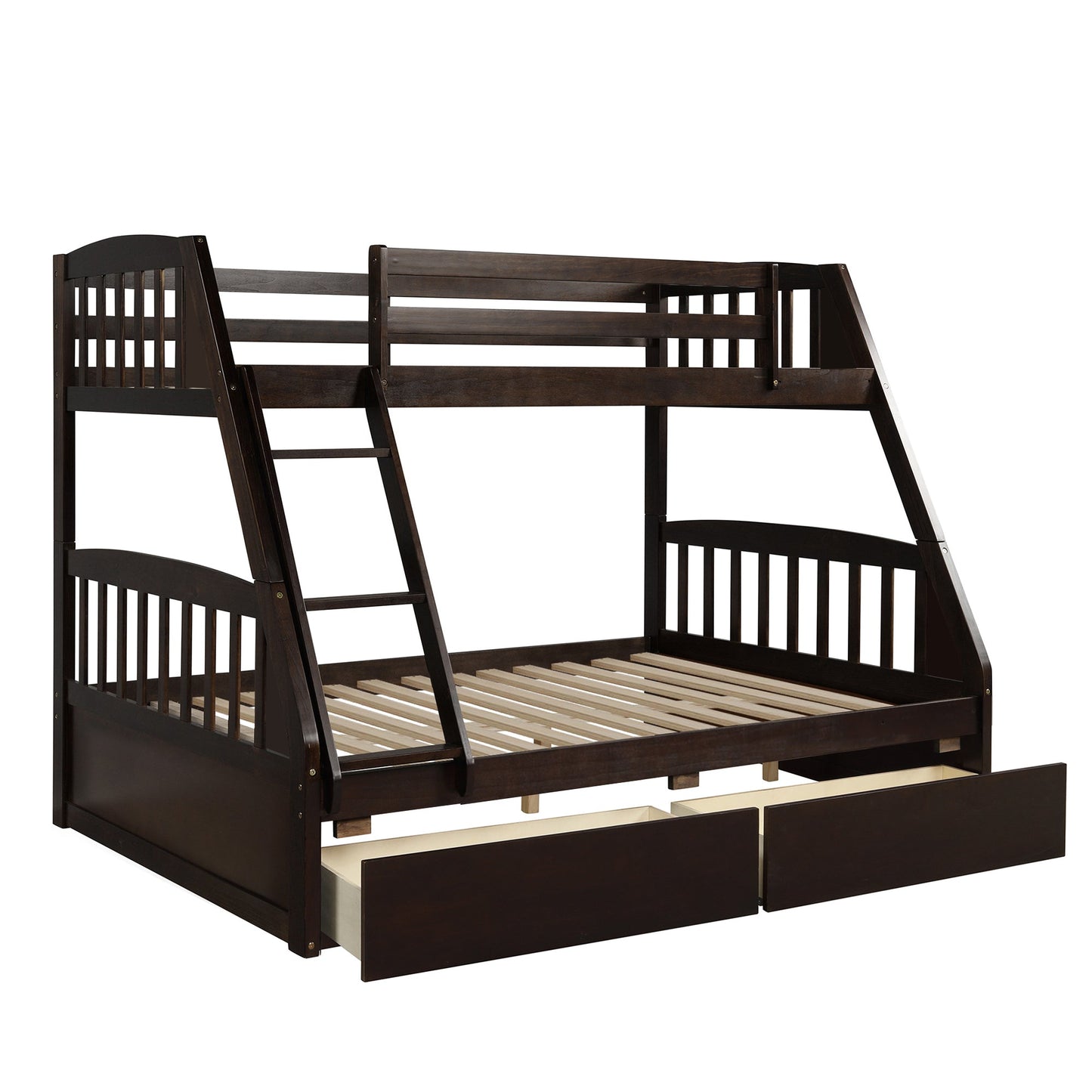 Espresso Pine Wood Twin Over Full Bunk Bed With Two Storage Drawers - 80d3e6-0e.myshopify.com - -  