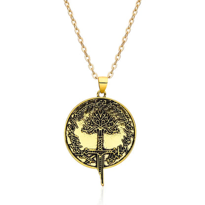 Lord of the Rings Tree of Gondor Narsil Broken Sword & The One Ring Necklace - 80d3e6-0e.myshopify.com - Gold -  Gold