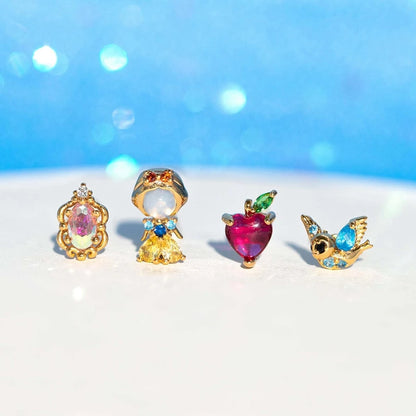 Disney Princesses & Animal Friends Cubic Zircon Women's Stud Earrings (4pcs)