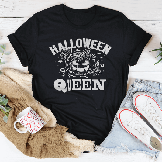 "Halloween Queen" Women's Spooky Pumpkin Graphic Cotton T-Shirt - Lovez Aqua© - 