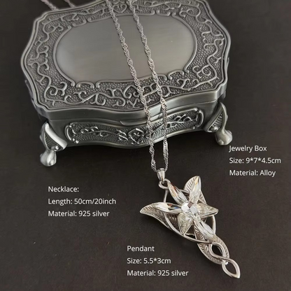 Lord of the Rings Real S925 Sterling Silver Arwen Evenstar Necklace - 80d3e6-0e.myshopify.com - Large Necklace & Box -  Large Necklace & Box