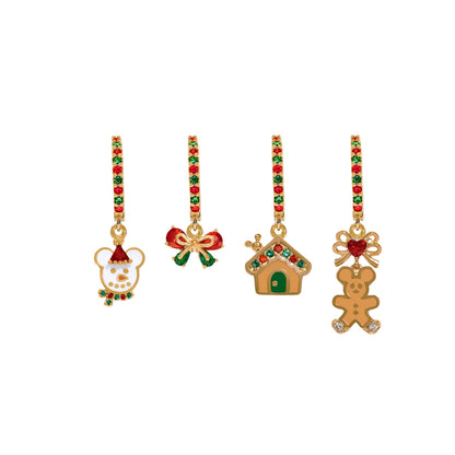 Disney's Festive Mickey Mouse Christmas Zircon Women's Stud & Dangle Earrings