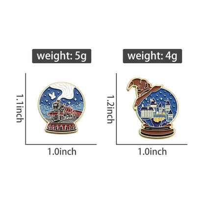 Harry Potter Night Hogwarts Castle & Hogwarts Express Train Lapel Brooch - 80d3e6-0e.myshopify.com - -  