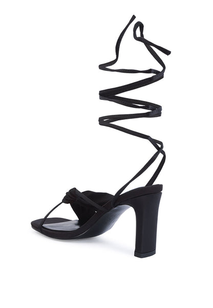 Women's Satin Ruched Strap Cross Straps Tie Up High Heel Sandals