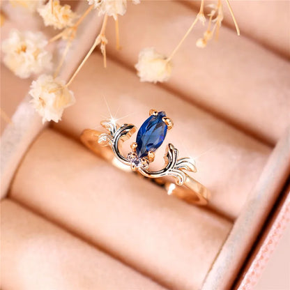 Women's Sapphire Blue Marquise Silver Ring with White Round Zircon Stones - 80d3e6-0e.myshopify.com - 6 -  6