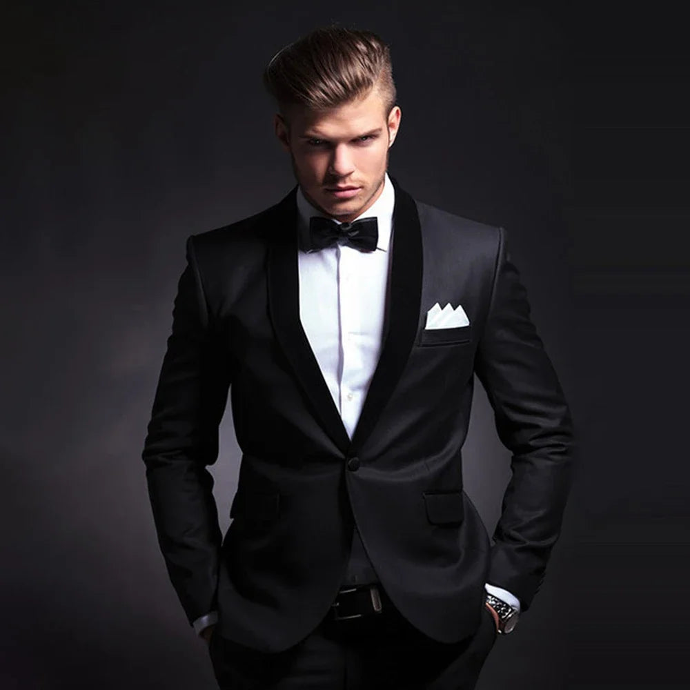 Classic Black Men's 2 Piece Elegant Tuxedo Suit Set (Jacket & Pants) - Lovez Aqua© - 