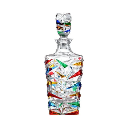 Retro Multicolored Stained Glass Window Style Crystal Whisky Decanter (900ml) - Lovez Aqua© - barware, bourbon, whiskey, wine