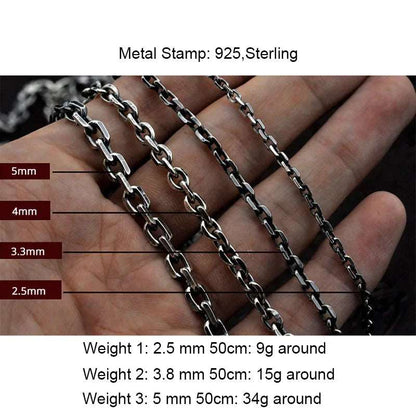 Real Pure 925 Sterling Silver Unisex Vintage Viking Link Chain Necklace - 80d3e6-0e.myshopify.com - -  