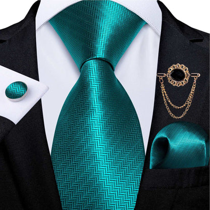 Men's Teal & Aqua Blue Silk Necktie, Handkerchief, Brooch & Cufflinks Set - 80d3e6-0e.myshopify.com - 5 -  5