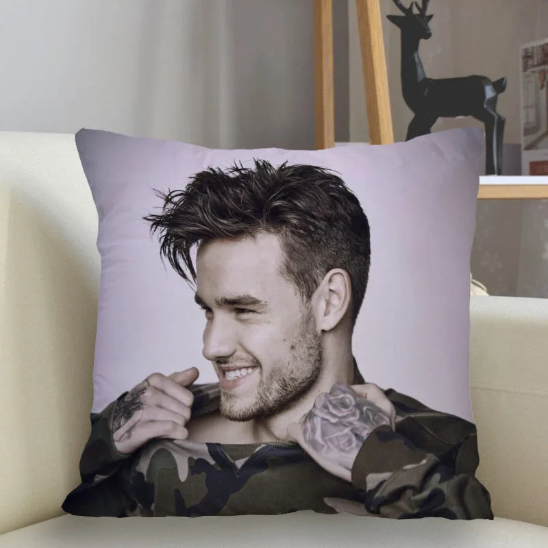 Liam Payne Singer Square Cushion Cover Zipper Pillowcase - Lovez Aqua© - cushion, one direction, pillow