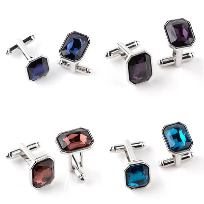 Men's Luxury Crystal Rhinestone Rectangle Cufflinks - Lovez Aqua© - $20, modalyst