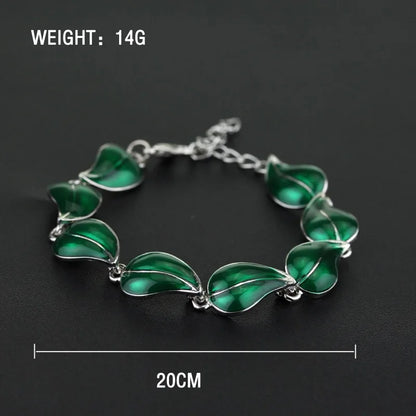 Lord of the Rings Legolas Greenleaf Silver & Green Elven Leaf Bracelet - 80d3e6-0e.myshopify.com - -  