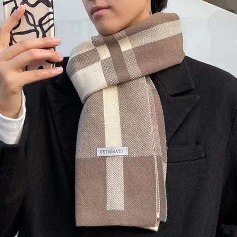 Men's Sleek Multicolored Winter Plaid Casual Scarf - 80d3e6-0e.myshopify.com - Khaki -  Khaki