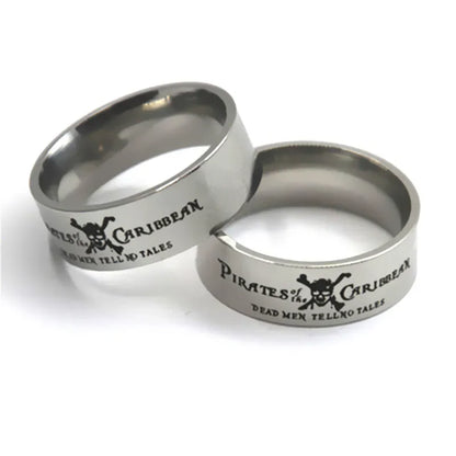 Pirates of the Caribbean Dead Men Tell No Tales Stainless Steel Ring Band - Lovez Aqua© - 