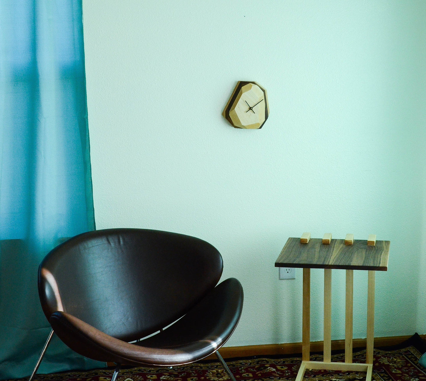 Modern Geometric Three Layer American Hardwood Wall & Table Clock - Lovez Aqua© - 