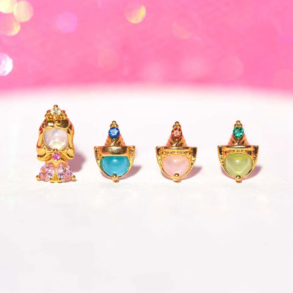 Disney Princesses & Animal Friends Cubic Zircon Women's Stud Earrings (4pcs)