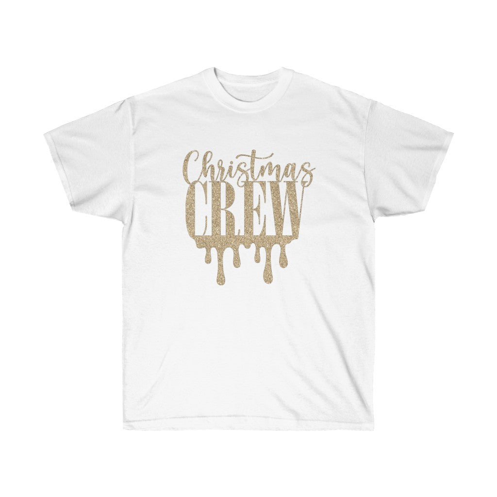 Unisex "Christmas Crew" Golden Dripping Effect Cotton T-Shirt - Lovez Aqua© - 