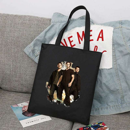 Supernatural Winchester Brothers Canvas Tote Bag - 80d3e6-0e.myshopify.com - Black 11 / With Zipper -  Black 11