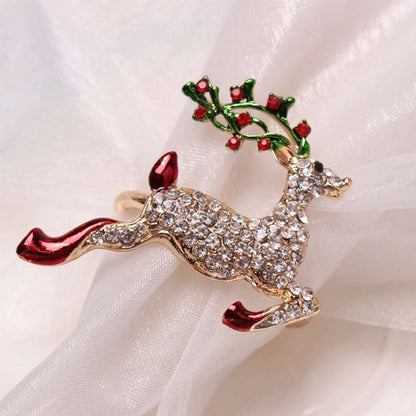 Rhinestone Embellished Christmas Themed Metal Napkin Ring Holders (4pcs) - 80d3e6-0e.myshopify.com - -  