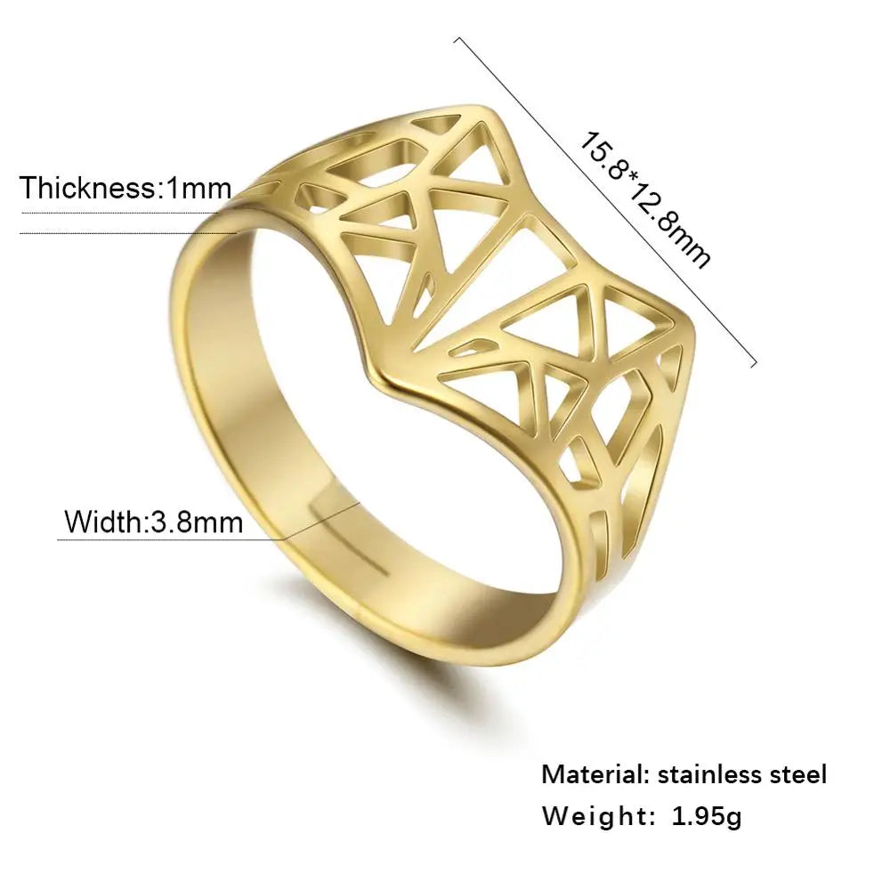 Women's Delicate Cutout Origami Fox Stainless Steel Adjustable Ring