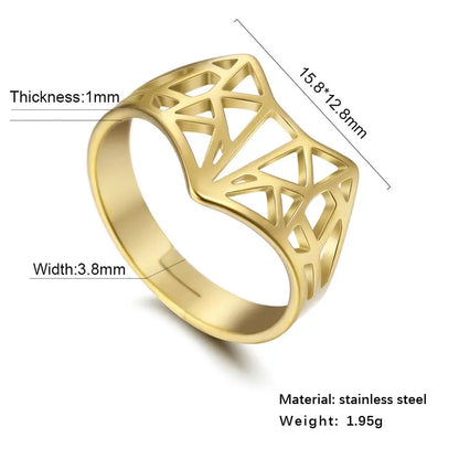 Women's Delicate Cutout Origami Fox Stainless Steel Adjustable Ring