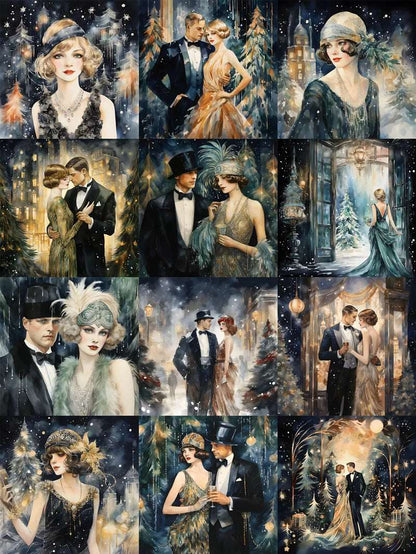 Elegant Art Deco Great Gatsby Luxurious Christmas Party Stickers (12 Pieces) - 80d3e6-0e.myshopify.com - 2 -  2