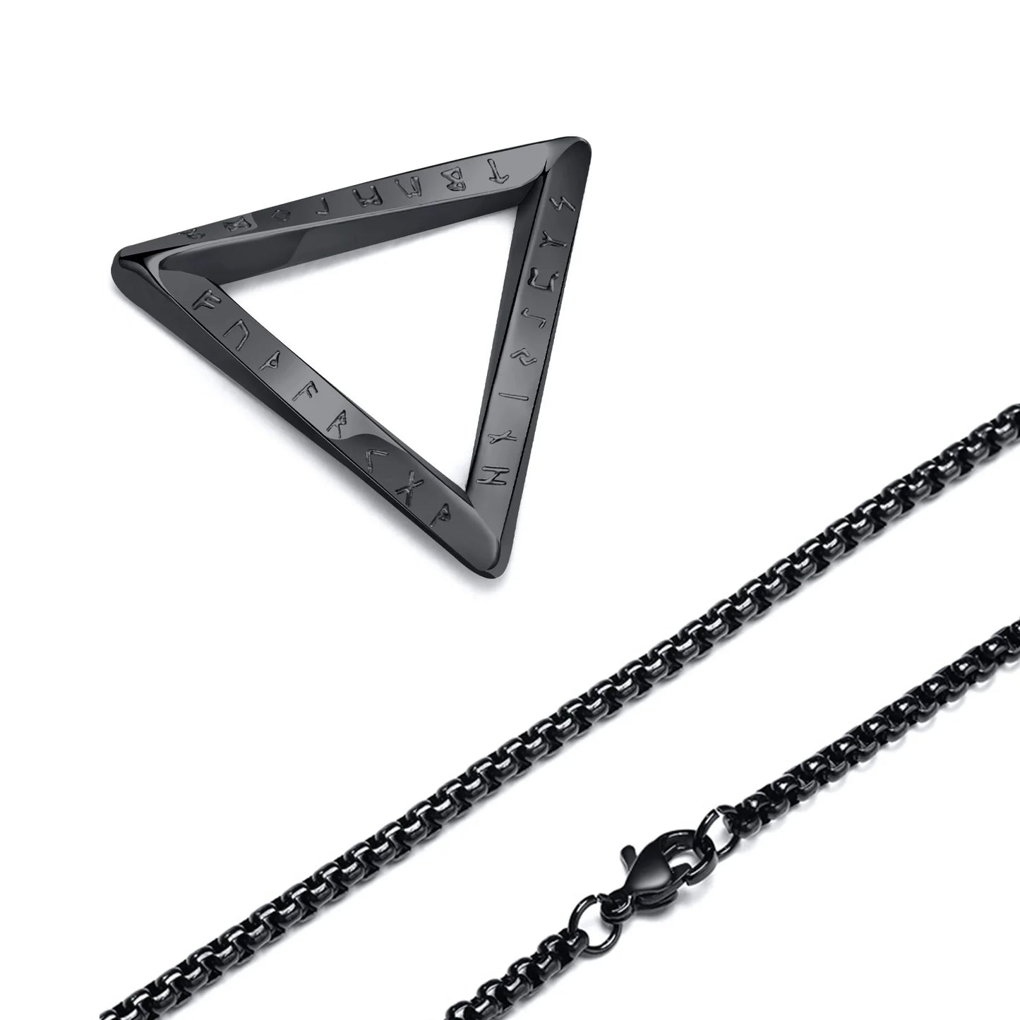 Men's Antique Twisted Norse Viking Triangle Pendant Necklace - Lovez Aqua© - 