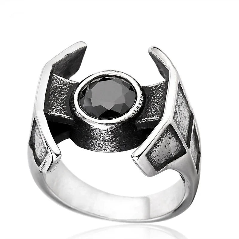 Disney's Star Wars TIE Fighter Chunky Punk Rock Men's Black Zirconia Ring