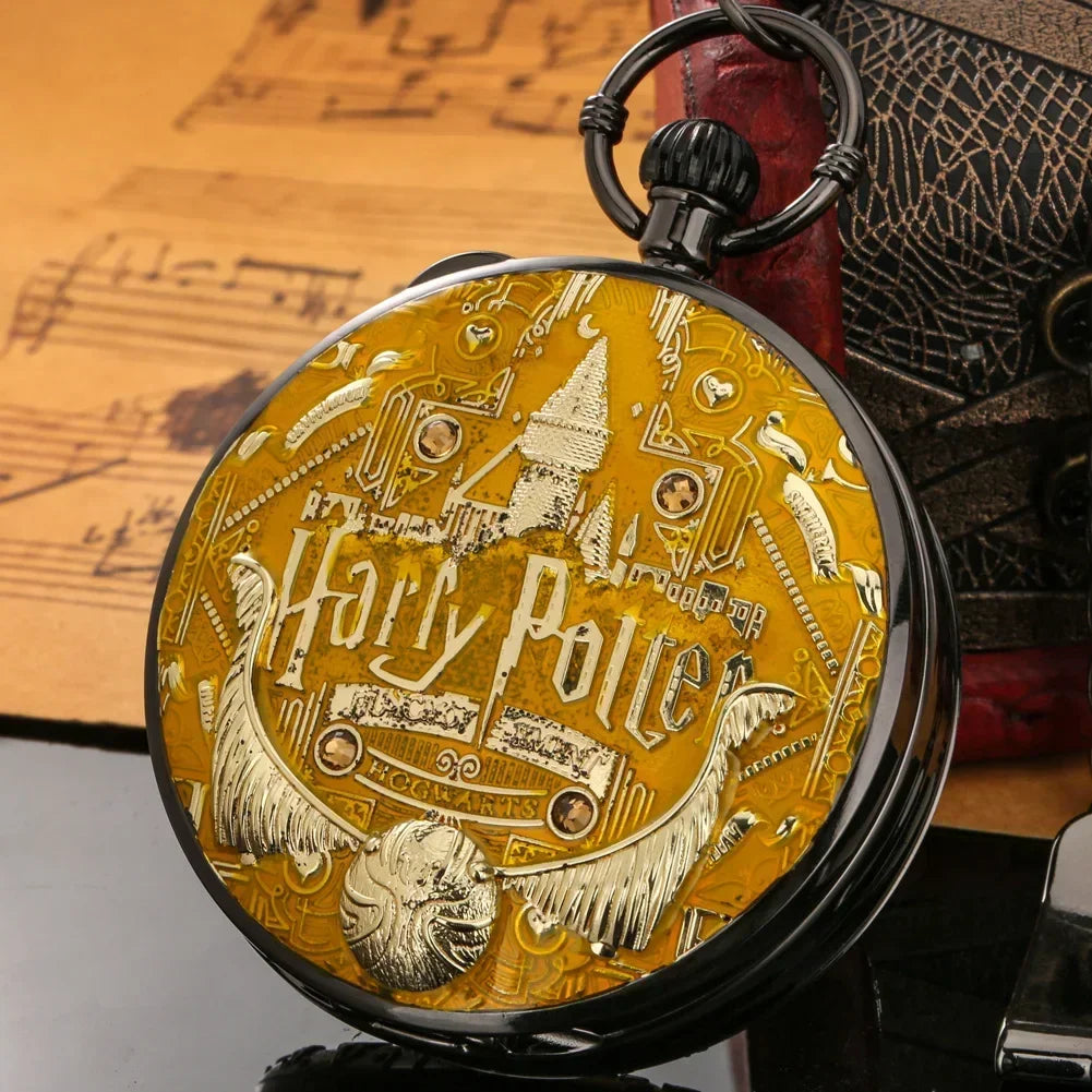 Harry Potter Hogwarts Houses Metallic Vintage Quartz Musical Pocket Watch