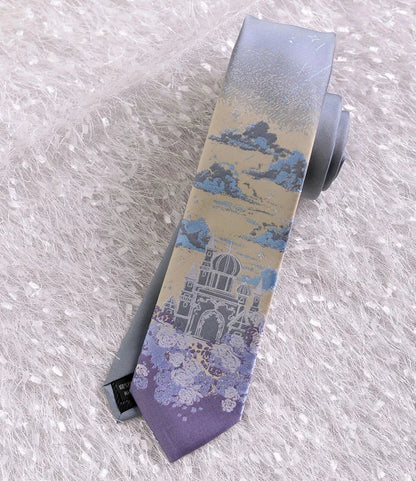 Japanese Anime Style Outdoor Landscape Embroidered Men's Necktie - Lovez Aqua© - 