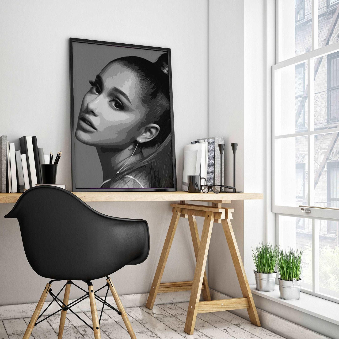 Ariana Grande Monochrome Art Print Poster - Lovez Aqua© - 