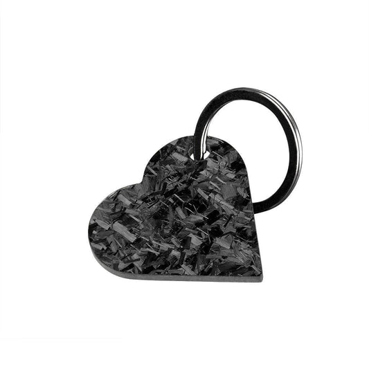 Black Forged Carbon Fiber Heart Shaped Keychain - Lovez Aqua© - 