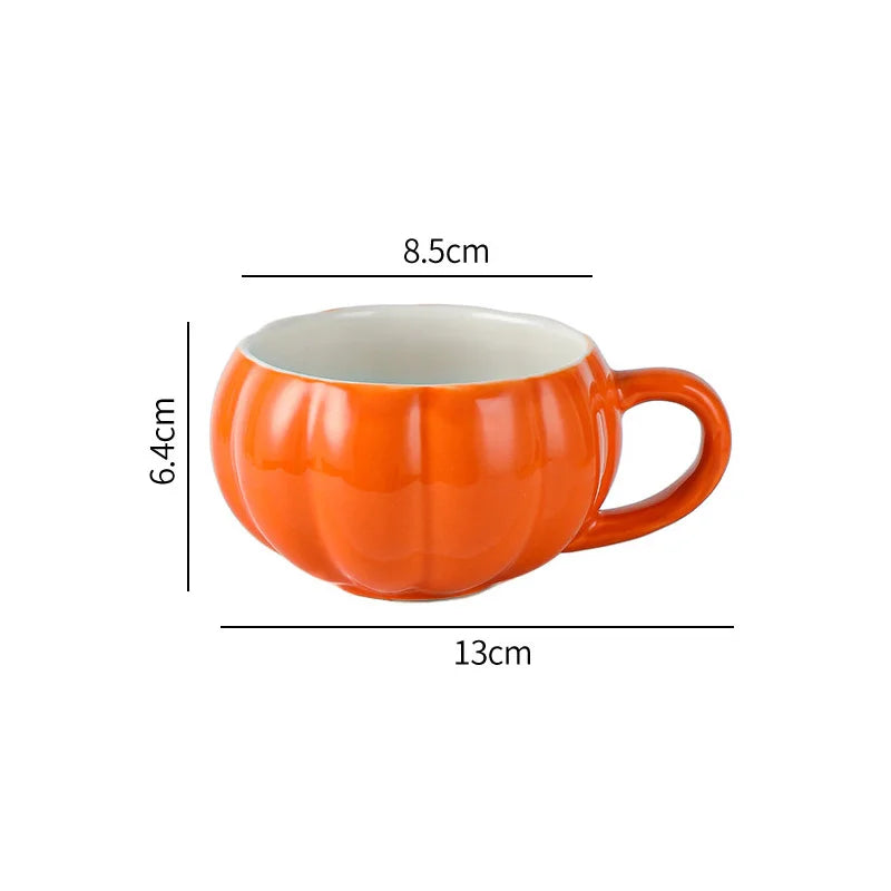 Ceramic Pumpkin Serving Mug With Matching Spoon & Lid (300ml) - Lovez Aqua© - 