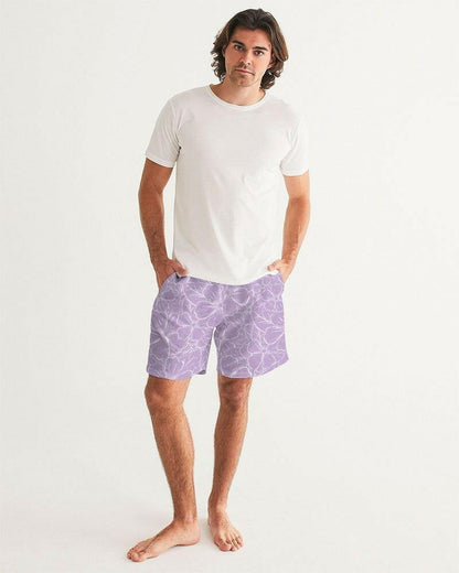 Classic Lavender Floral 7" Men's Swim Trunks - Lovez Aqua© - men's swimwear, swimming