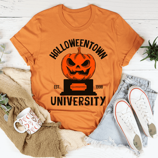 Disney's "Halloweentown University" Inspired Pumpkin Unisex Cotton T-Shirt - Lovez Aqua© - 